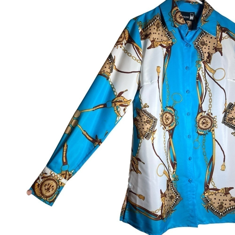 Antthony Original 2-Piece Western Blouse Long Sleeve Artsy Blue Boxy Women’s 6 - Picture 2 of 6